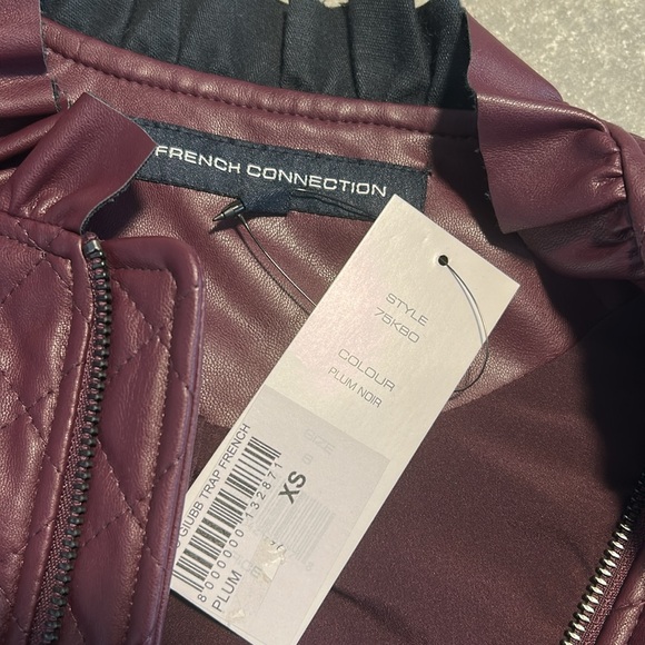 French Connection Women's Vegan Leather Jackets, Plum Noir Ruffle size XS NWT - Picture 8 of 10